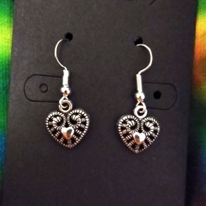 Handcrafted Heart Charm Hook Earrings